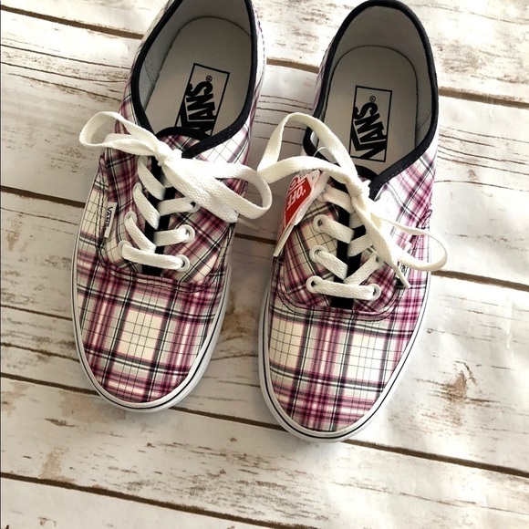 Vans Pink, White & Black Plaid Sneakers - Picture 4 of 4